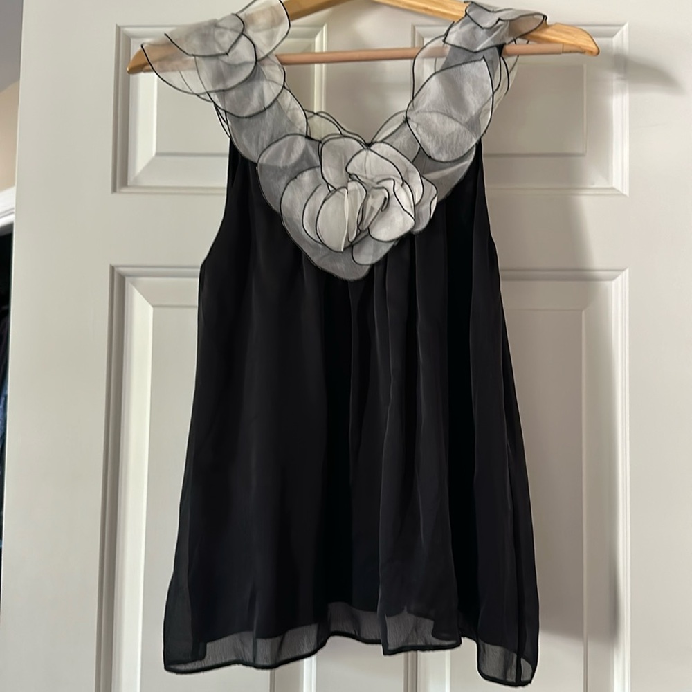 Alice and Olivia silk top with flower petal detail